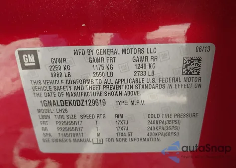 2013 Chevrolet Equinox 1Lt from USA, damaged, VIN 1GNALDEK0DZ129619